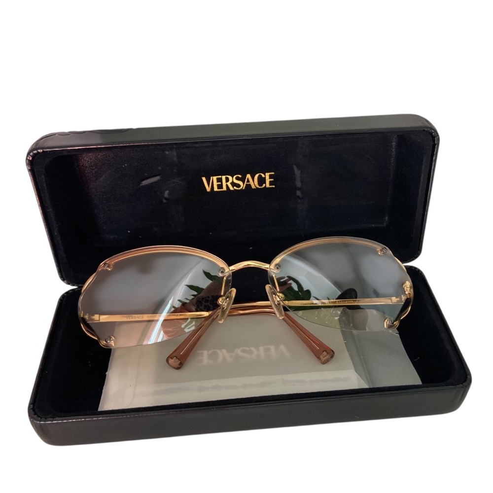 Versace Vintage Gold Medusa Rimless Sunglasses Y2K Unisex MOD N37 N30/537